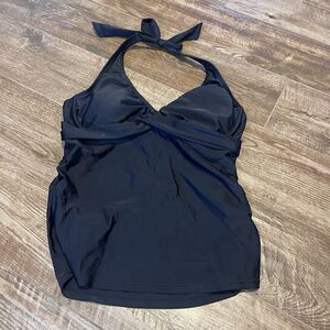 Athleta Serendipity Swimsuit Top Women's 36 B / C Black Ruched Halter Tankini
